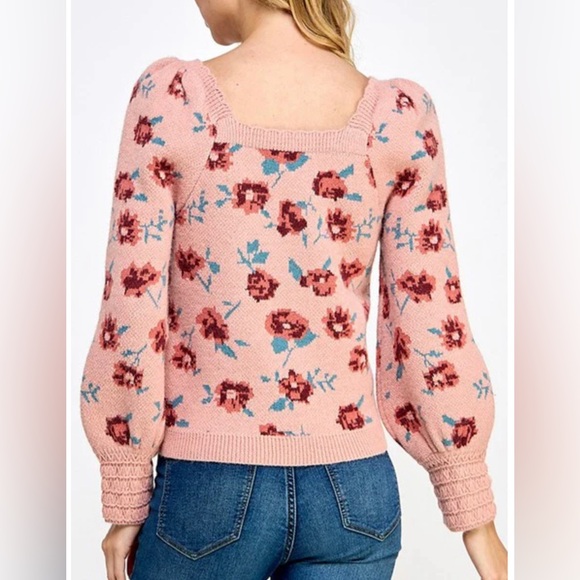 WILLOW ROSE PRINTED SQUARE NECK SWEATER TOP - Picture 2 of 7